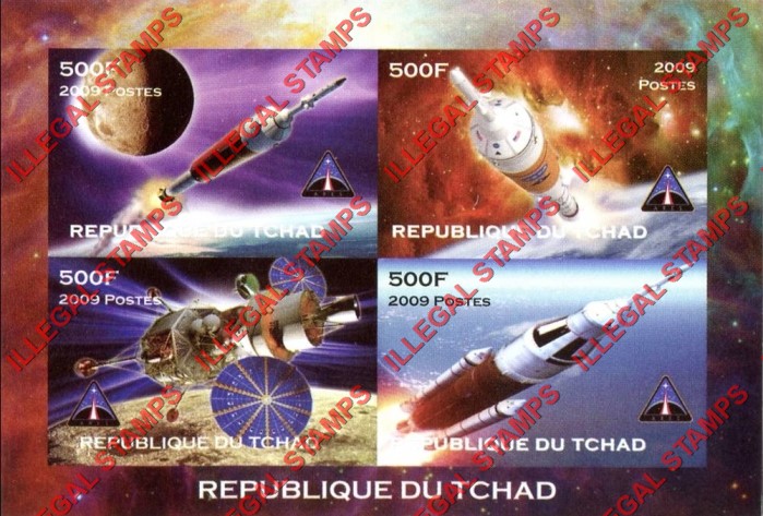 Chad 2009 Space ARES Program Illegal Stamps in Souvenir Sheet of 4