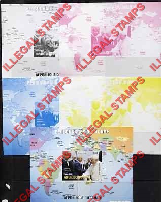 Chad 2009 World Personalities Illegal Stamps in Souvenir Sheet of 1 Color Proof Set