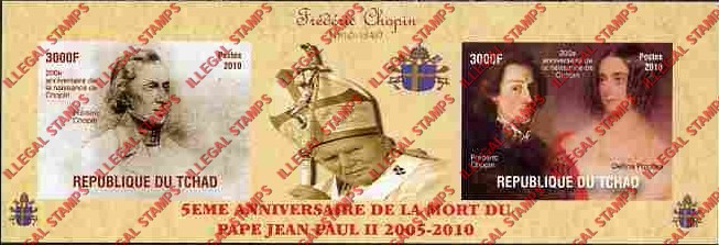 Chad 2010 Pope John Paul II Illegal Stamps in Souvenir Sheet of 2