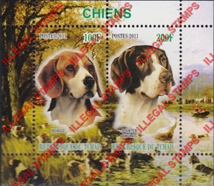 Chad 2011 Dogs Illegal Stamps in Souvenir Sheet of 2