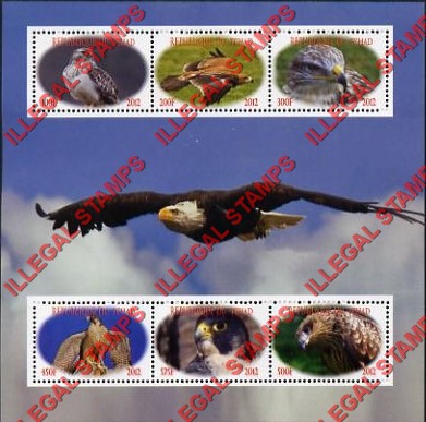 Chad 2012 Birds of Prey Illegal Stamps in Souvenir Sheet of 6