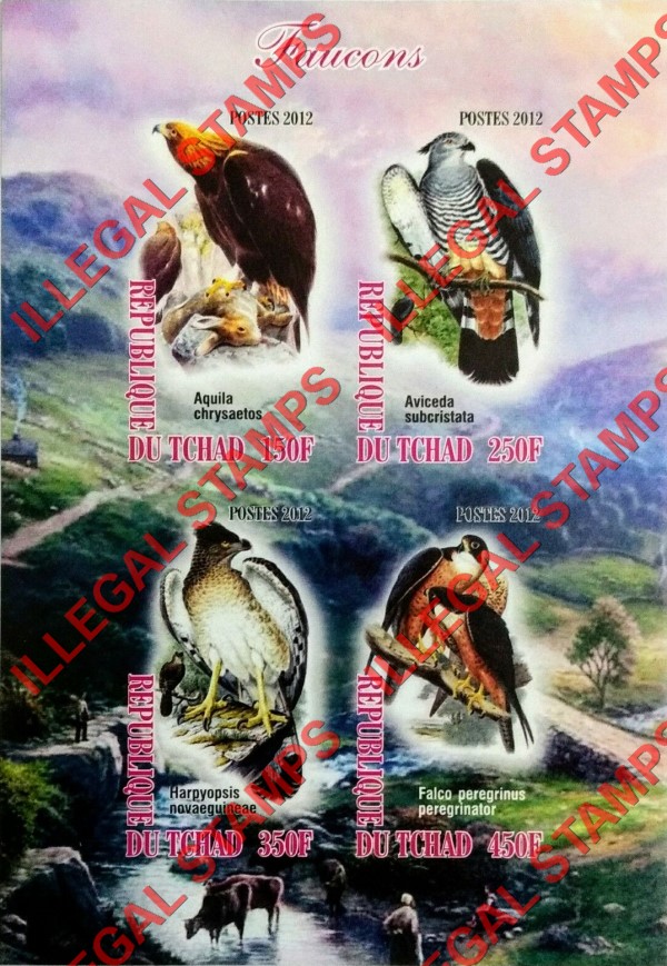 Chad 2012 Falcons Illegal Stamps in Souvenir Sheet of 4