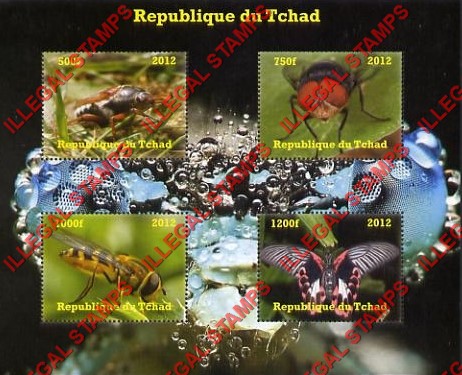 Chad 2012 Insects Illegal Stamps in Souvenir Sheet of 4