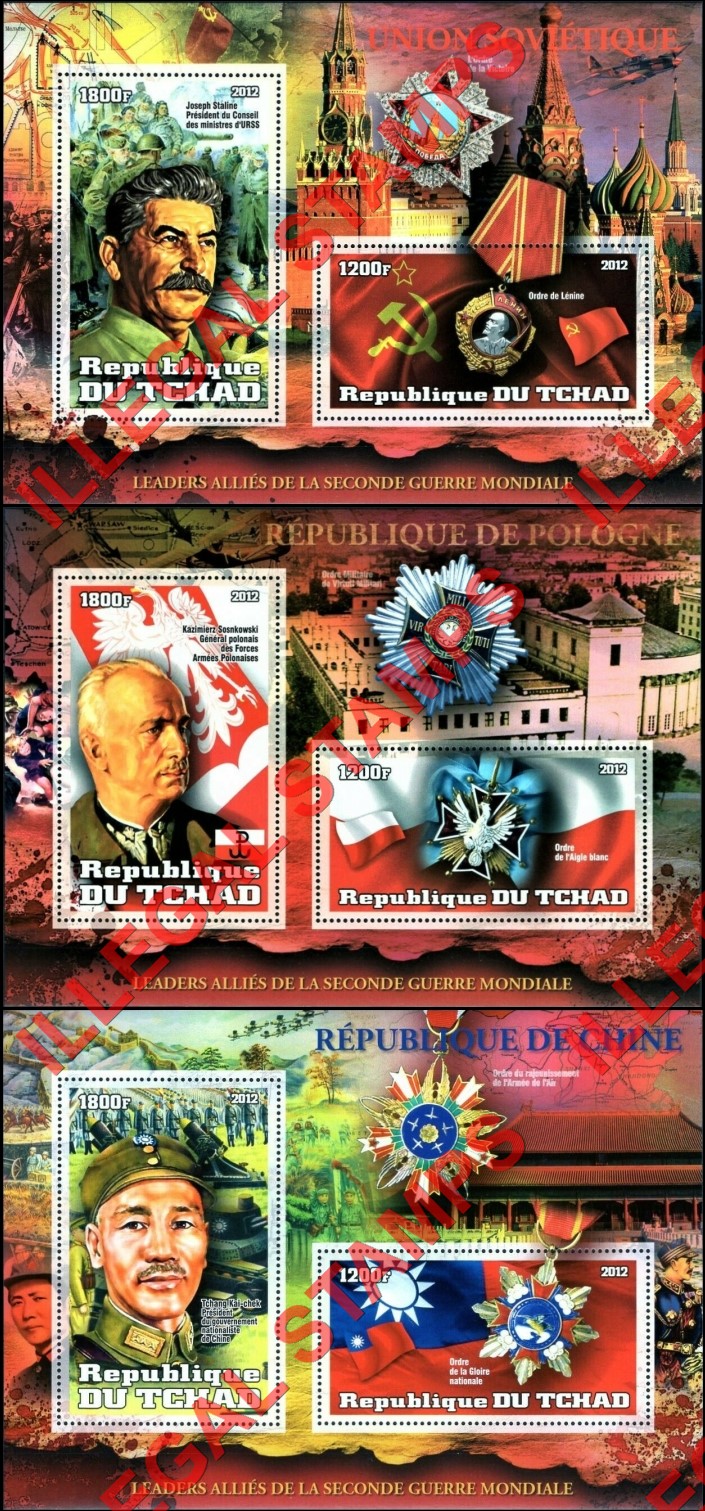 Chad 2012 Leaders in World War II Illegal Stamps in Souvenir Sheets of 2 (Part 2)