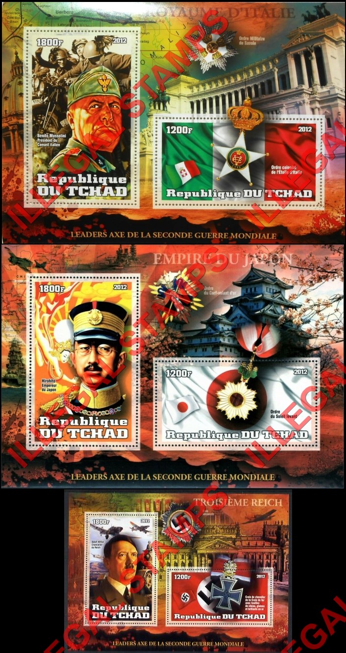 Chad 2012 Leaders in World War II Illegal Stamps in Souvenir Sheets of 2 (Part 4)