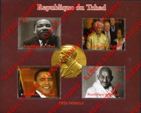 Chad 2012 Nobel Prize Winners Illegal Stamps in Souvenir Sheet of 4