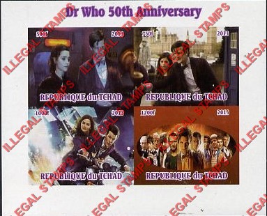 Chad 2013 Dr. Who 50th Anniversary Illegal Stamps in Souvenir Sheet of 4