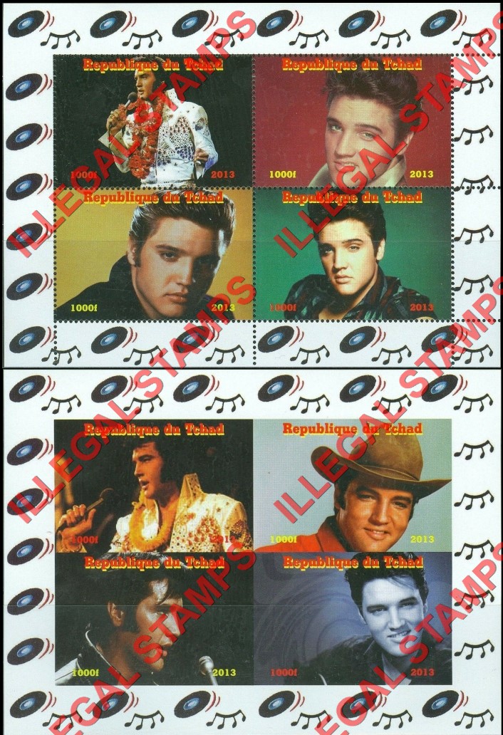 Chad 2013 Elvis Presley Illegal Stamps in Souvenir Sheets of 4