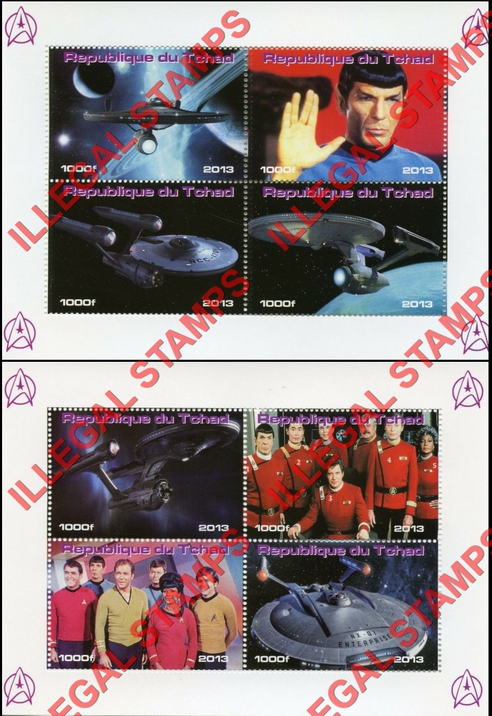 Chad 2013 Star Trek Illegal Stamps in Souvenir Sheets of 4 (Part 2)