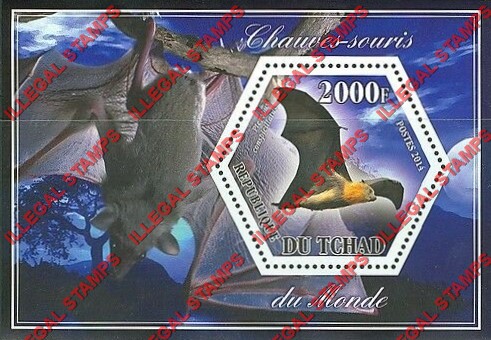 Chad 2014 Bats Illegal Hexagon Stamps in Souvenir Sheet of 1