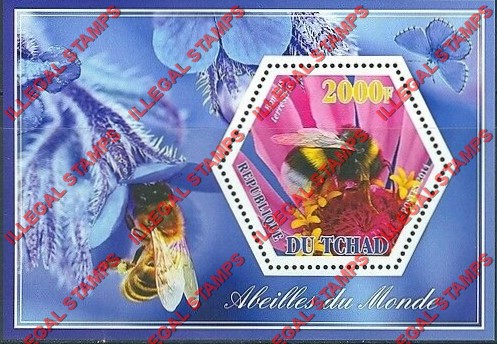 Chad 2014 Bees Illegal Hexagon Stamps in Souvenir Sheet of 1