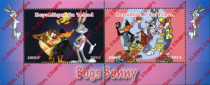 Chad 2014 Bugs Bunny Illegal Stamps in Souvenir Sheet of 2