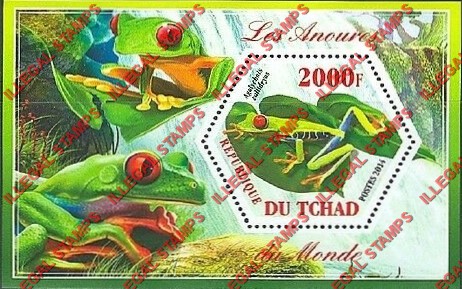 Chad 2014 Frogs Illegal Hexagon Stamps in Souvenir Sheet of 1
