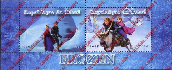 Chad 2014 Frozen Illegal Stamps in Souvenir Sheet of 2