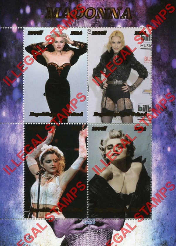 Chad 2014 Madonna Illegal Stamps in Souvenir Sheet of 4