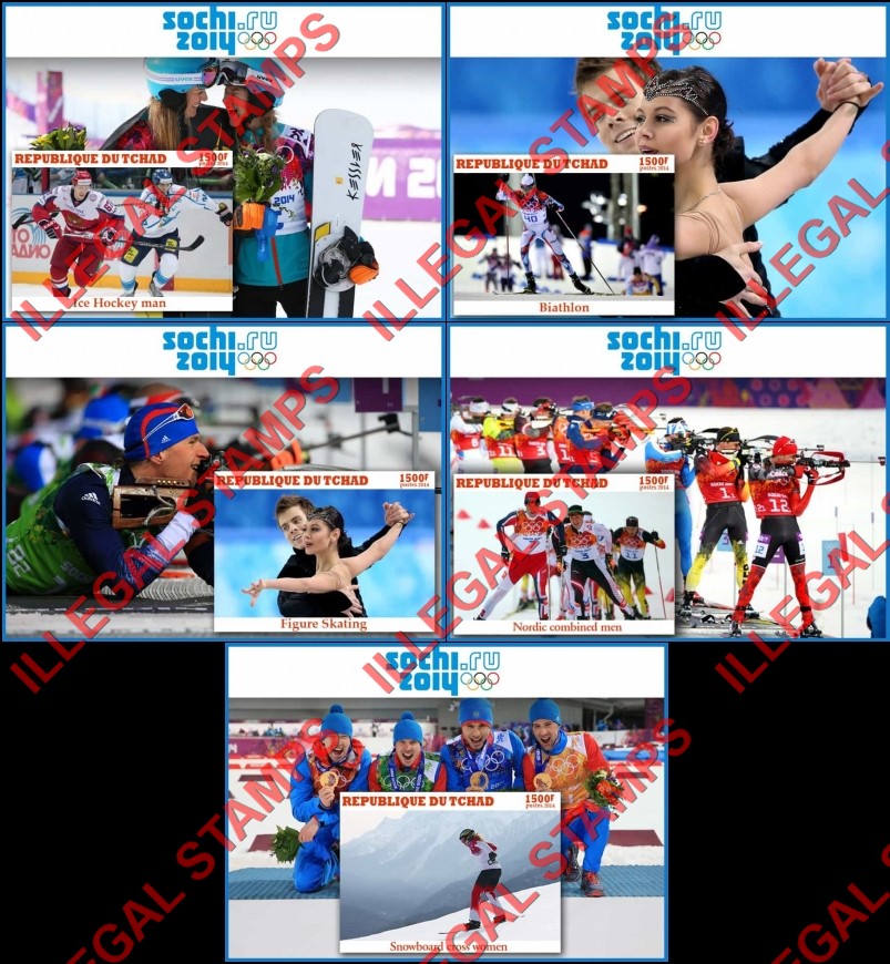 Chad 2014 Olympic Games in Sochi Russia Illegal Stamps in Souvenir Sheets of 1