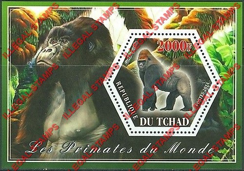 Chad 2014 Primates Illegal Hexagon Stamps in Souvenir Sheet of 1