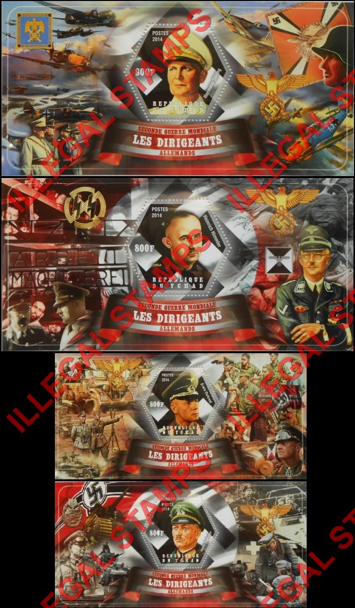 Chad 2014 World War II Leaders Germany Illegal Hexagon Stamps in Souvenir Sheets of 1 (Part 3)