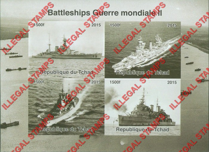 Chad 2015 Battleships of World War II Illegal Stamps in Souvenir Sheet of 4