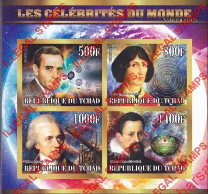 Chad 2015 Celebrities Astronomics Illegal Stamps in Souvenir Sheet of 4