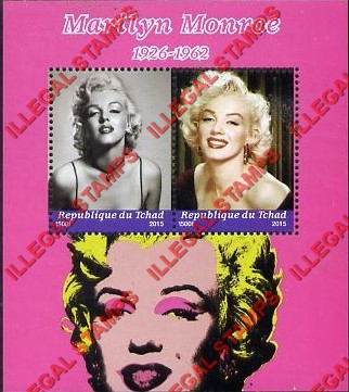 Chad 2015 Marilyn Monroe Illegal Stamps in Souvenir Sheets of 2