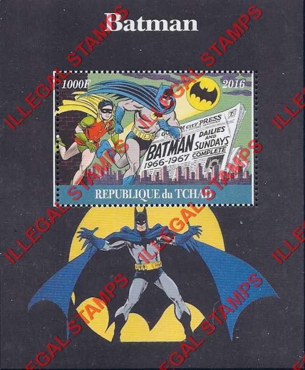 Chad 2016 Batman Illegal Stamps in Souvenir Sheet of 1