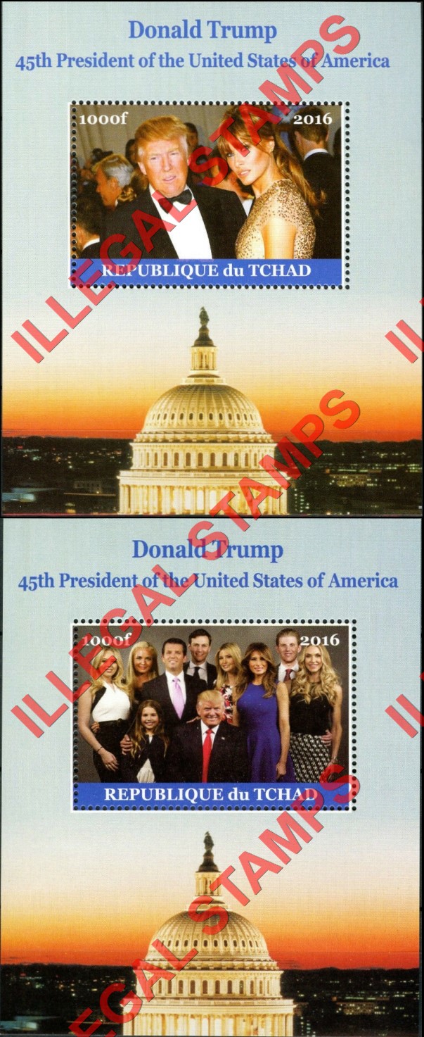 Chad 2016 Donald Trump Illegal Stamps in Souvenir Sheets of 1 (Part 2)