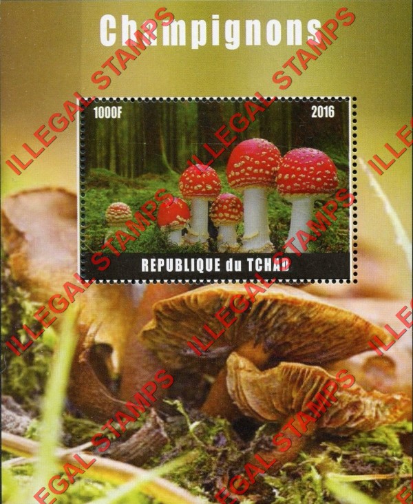 Chad 2016 Mushrooms Illegal Stamps in Souvenir Sheet of 1