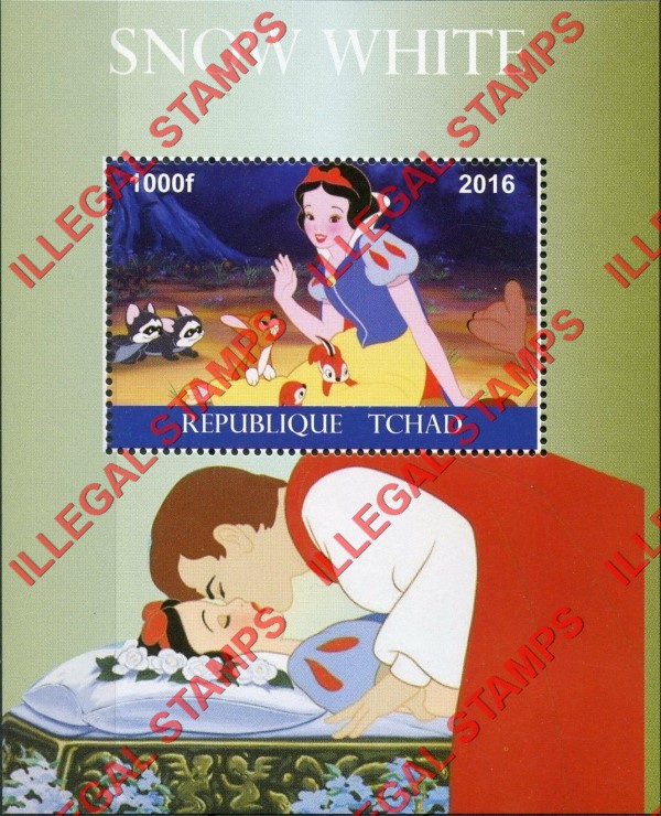 Chad 2016 Snow White Illegal Stamps in Souvenir Sheet of 1