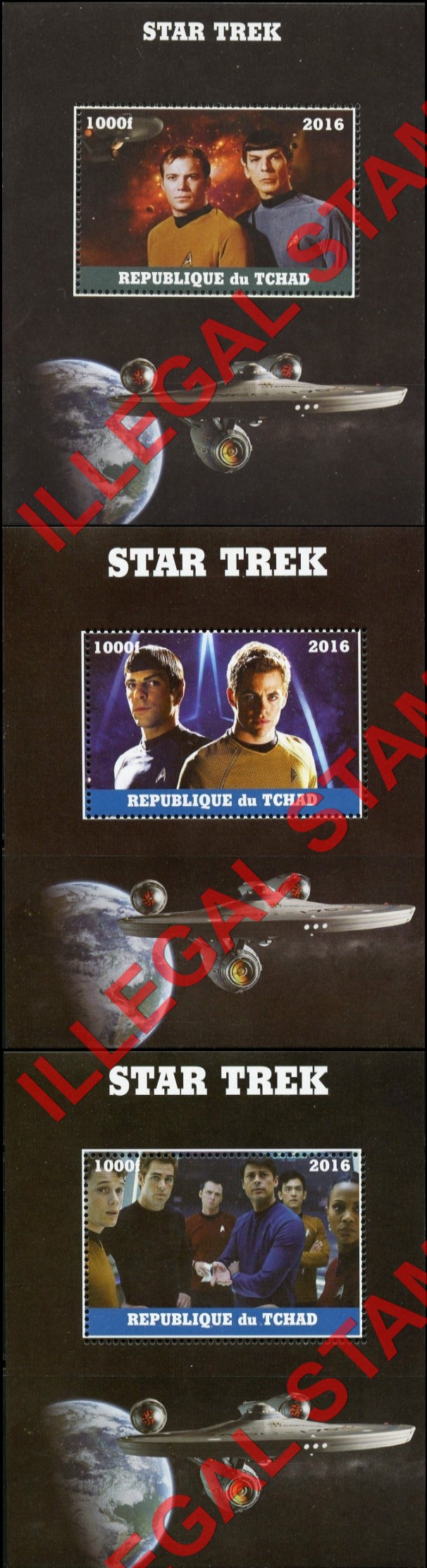 Chad 2016 Star Trek Illegal Stamps in Souvenir Sheets of 1