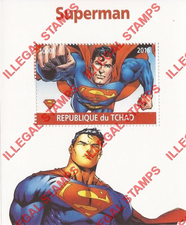 Chad 2016 Superman Illegal Stamps in Souvenir Sheet of 1