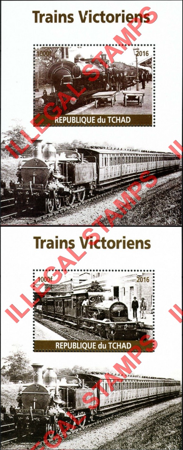 Chad 2016 Victorian Trains Illegal Stamps in Souvenir Sheets of 1