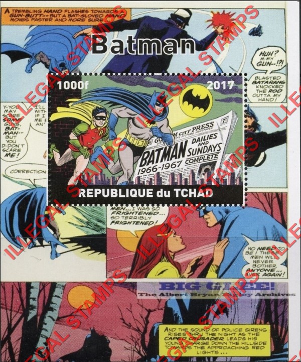 Chad 2017 Batman Illegal Stamps in Souvenir Sheet of 1