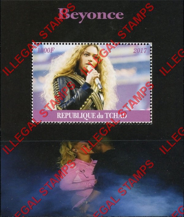 Chad 2017 Beyonce Illegal Stamps in Souvenir Sheet of 1