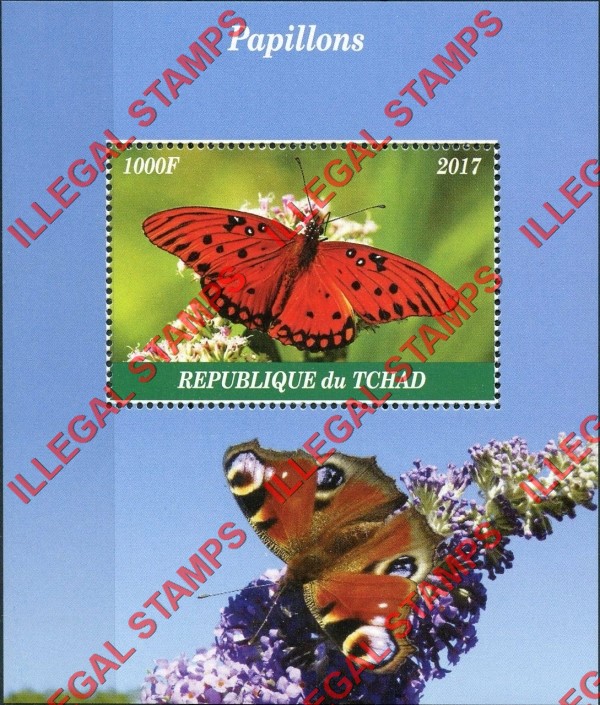 Chad 2017 Butterflies Illegal Stamps in Souvenir Sheet of 1