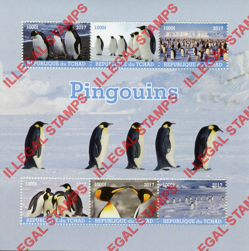 Chad 2017 Penguins Illegal Stamps in Souvenir Sheet of 6