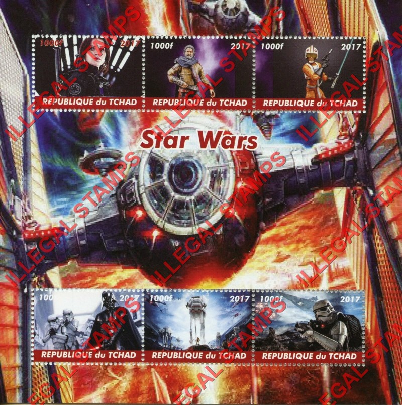 Chad 2017 Star Wars Illegal Stamps in Souvenir Sheet of 6