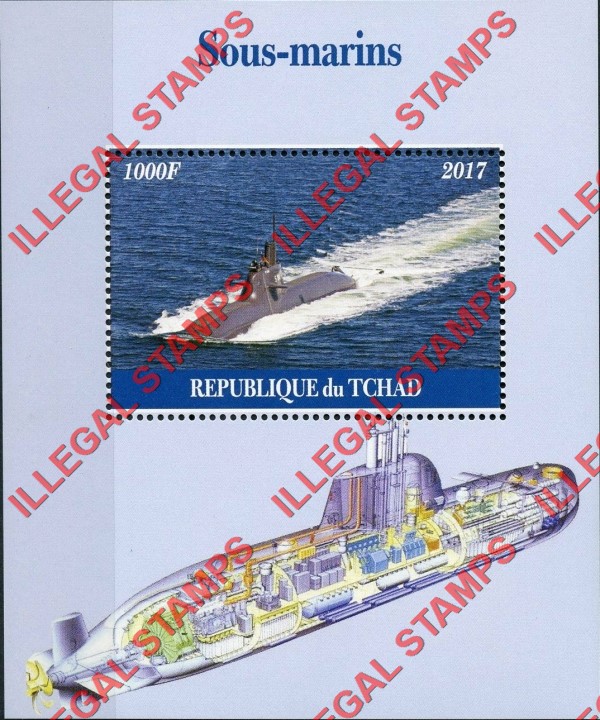 Chad 2017 Submarines Illegal Stamps in Souvenir Sheet of 1