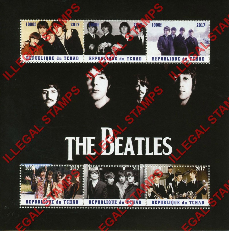 Chad 2017 The Beatles Illegal Stamps in Souvenir Sheet of 6