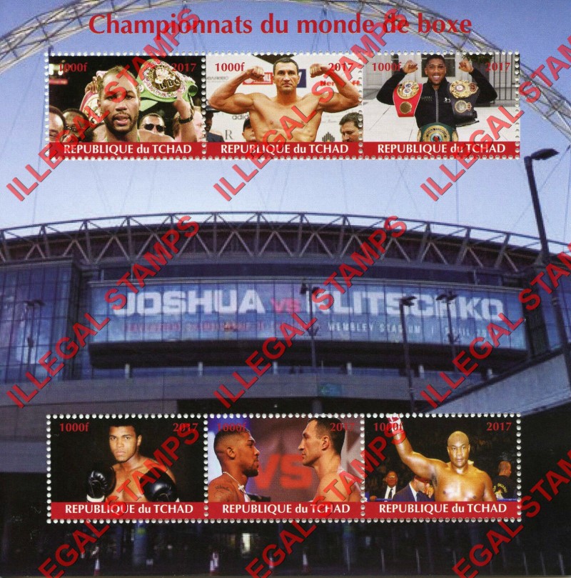 Chad 2017 World Boxing Champions Illegal Stamps in Souvenir Sheet of 6