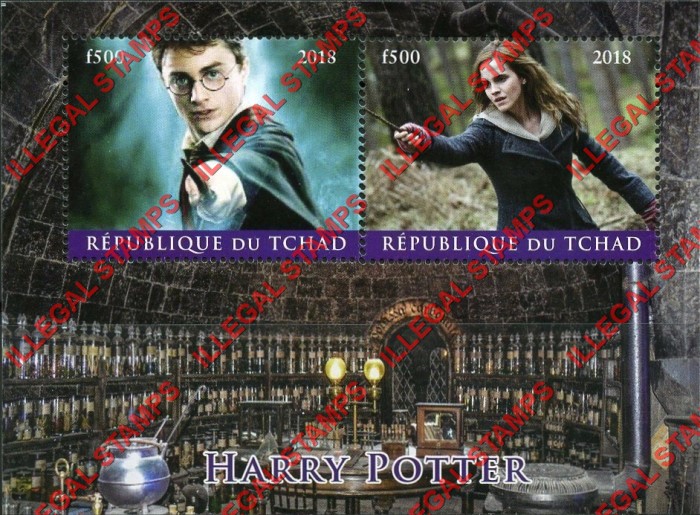 Chad 2018 Harry Potter Illegal Stamps in Souvenir Sheet of 2
