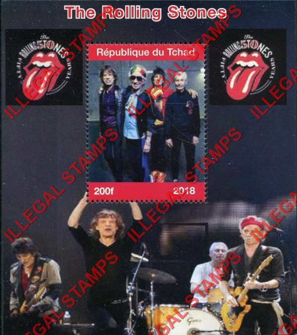 Chad 2018 The Rolling Stones Illegal Stamps in Souvenir Sheet of 1