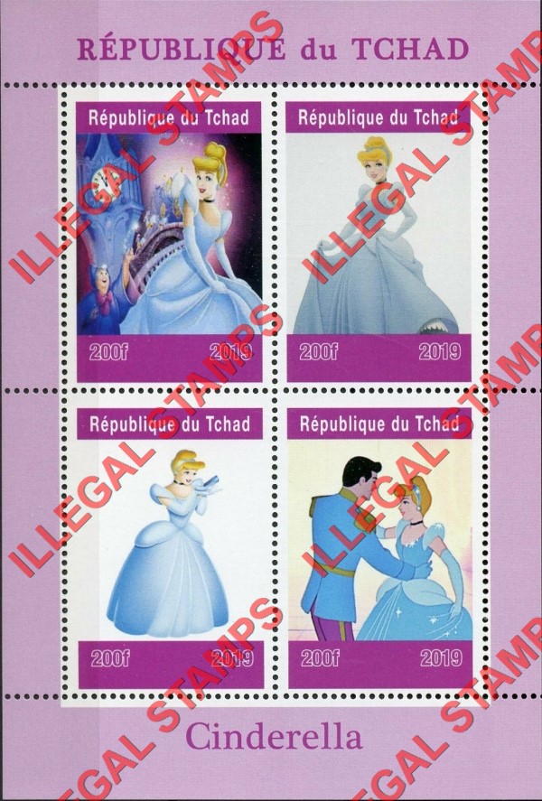 Chad 2019 Cinderella Illegal Stamps in Souvenir Sheet of 4