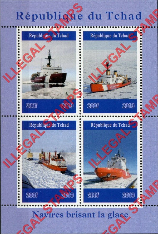 Chad 2019 Icebreakers Illegal Stamps in Souvenir Sheet of 4