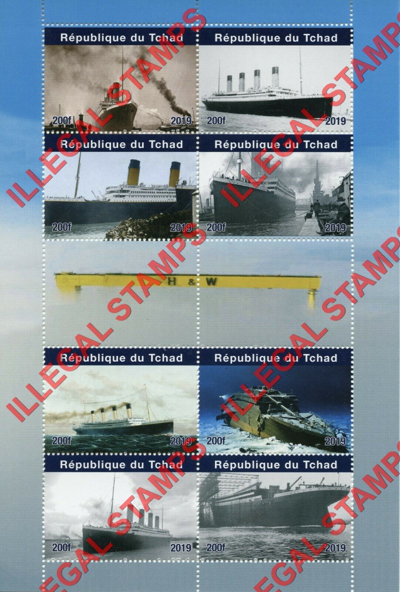 Chad 2019 Ships Ocean Liners Illegal Stamps in Souvenir Sheet of 8