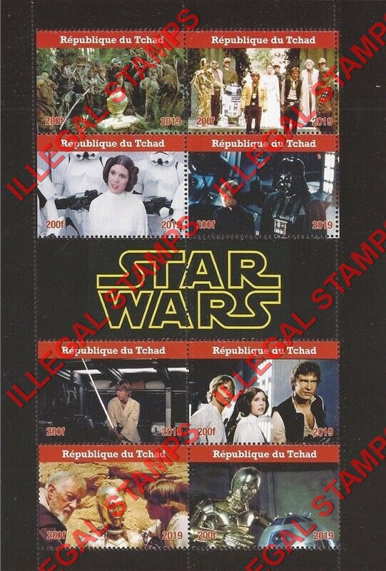 Chad 2019 Star Wars Illegal Stamps in Souvenir Sheet of 8