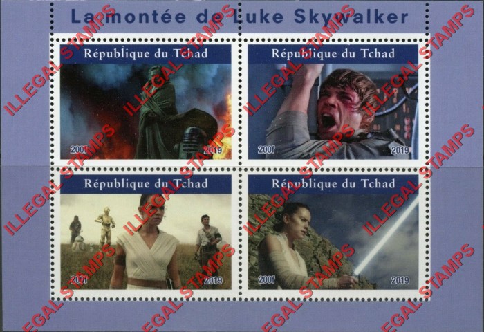 Chad 2019 Star Wars Luke Skywalker Illegal Stamps in Souvenir Sheet of 4