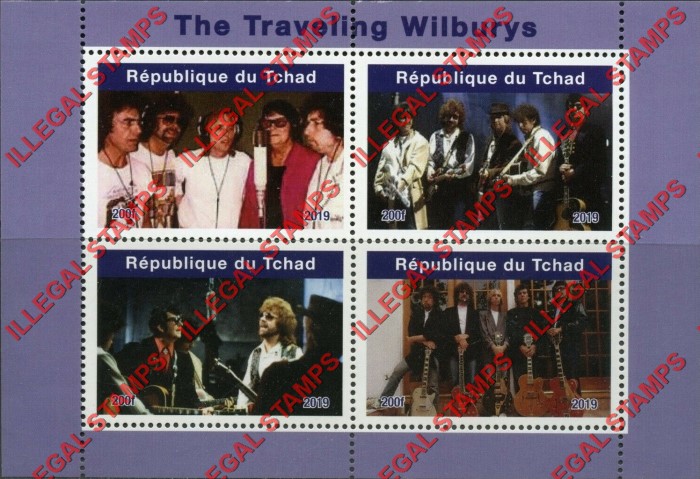Chad 2019 The Traveling Wilburys Illegal Stamps in Souvenir Sheet of 4