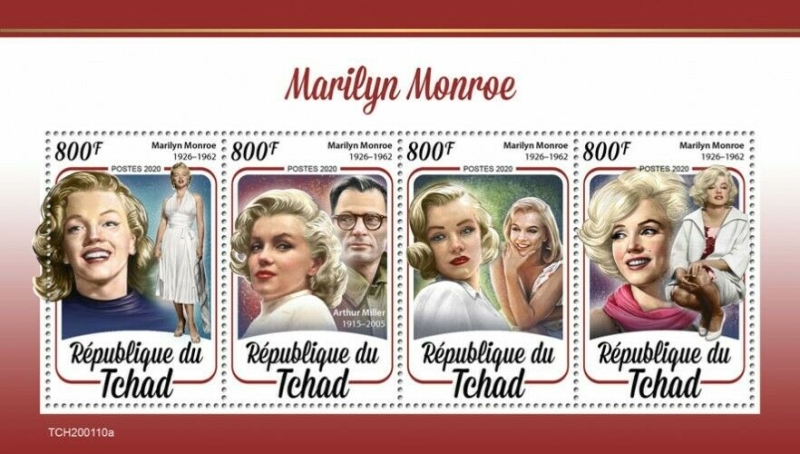 Chad 2020 Marilyn Monroe Abusive Stamps in Souvenir Sheet of 4