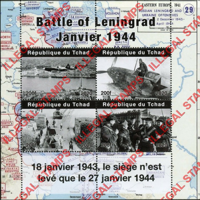 Chad 2020 Battle of Leningrad Illegal Stamps in Souvenir Sheet of 4